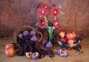  foto - Zwiebel Blumen Pomegranates Nektarine Lila Trauben Stillleben Malerei von Fotos zu Kunst